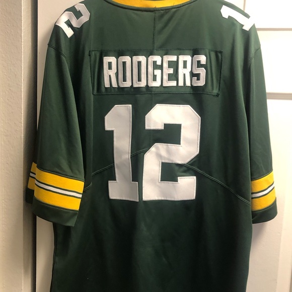 D & PGKA Green Bay Packers #12 Aaron Rogers Men’s Green Yellow Jersey Size Large - Picture 5 of 11